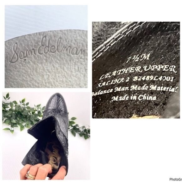 Sam Edelman Salina 2 Ankle Booties Black Snakeskin Embossed 7.5 - Picture 5 of 10